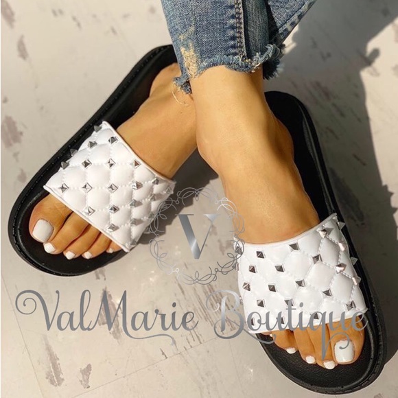 ValMarie Shoes - SZ 8.5 LAST 1- Studded faux leather slides